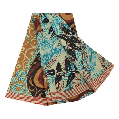 Sanskriti Vintage Multi Pure Georgette Silk Sarees Printed Sari 5yd Craft Fabric