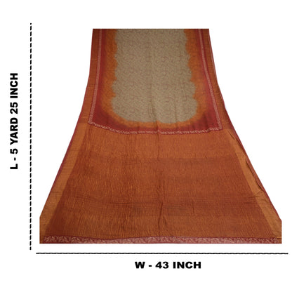 Sanskriti Vintage Olive Green Pure Georgette Silk Sarees Print Sari Craft Sustainable Fabric