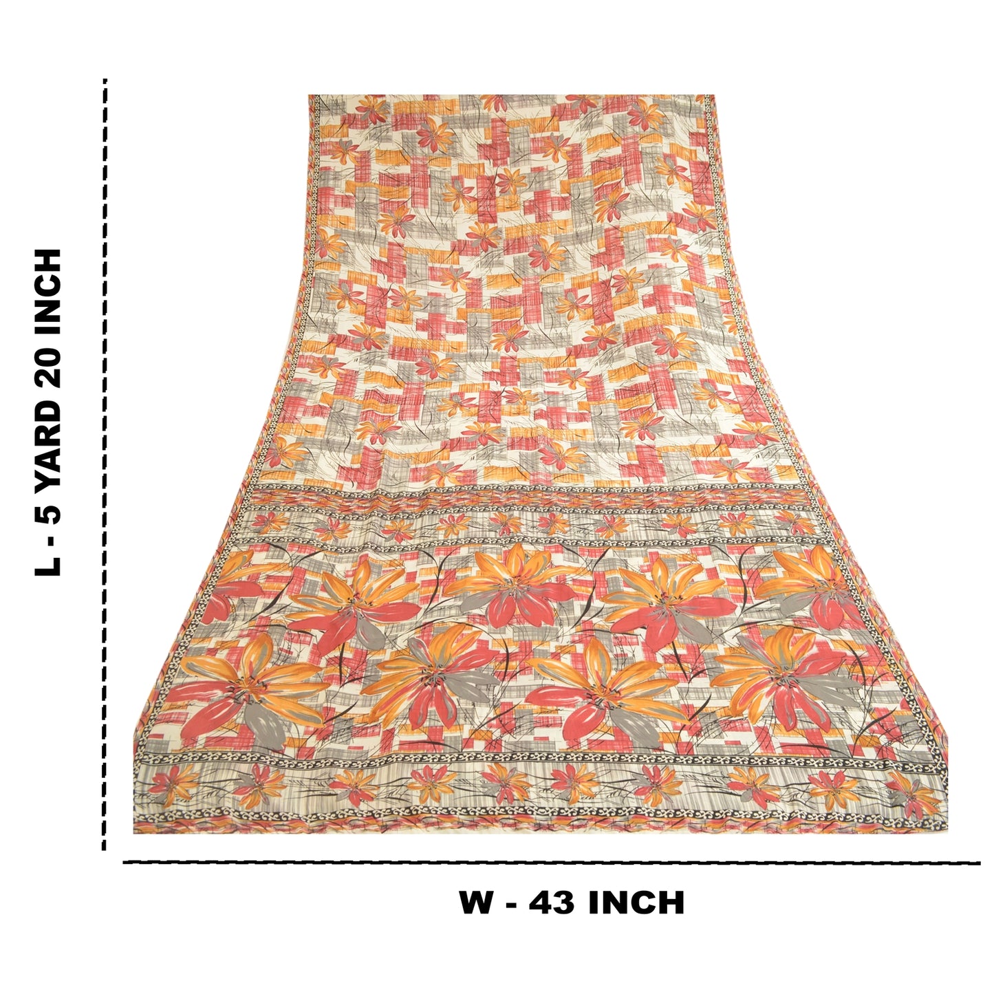 Sanskriti Vintage Sari Mose Crepe Printed Red Sarees 5 Yd Indian Soft Craft Fabric Home Decor, Women Floral Outfit, Silk Scrap