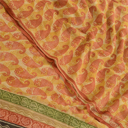 Sanskriti Vintage Saffron Pure Georgette Silk Sarees Printed Sari Craft Fabric