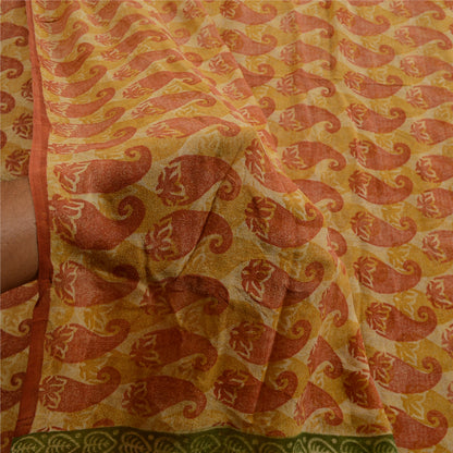 Sanskriti Vintage Saffron Pure Georgette Silk Sarees Printed Sari Craft Fabric