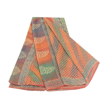 Sanskriti Vintage Multi Printed Sarees Pure Georgette Silk Sari 5yd Craft Sustainable Fabric