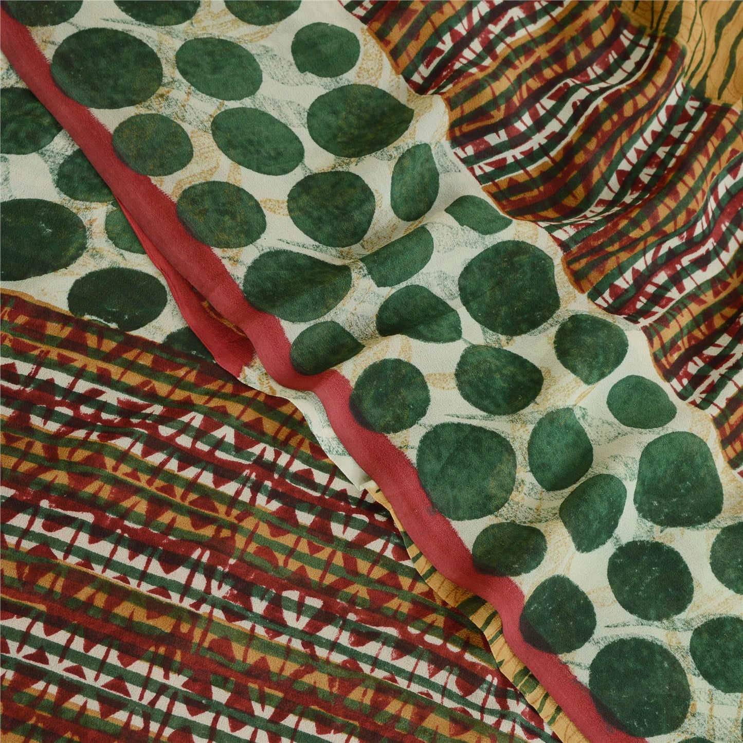 Sanskriti Vintage Sari 100% Pure Georgette Silk Multicolor Saree Printed Saree 5Yd Craft Fabric Indian Heritage Textile Craft Supplies