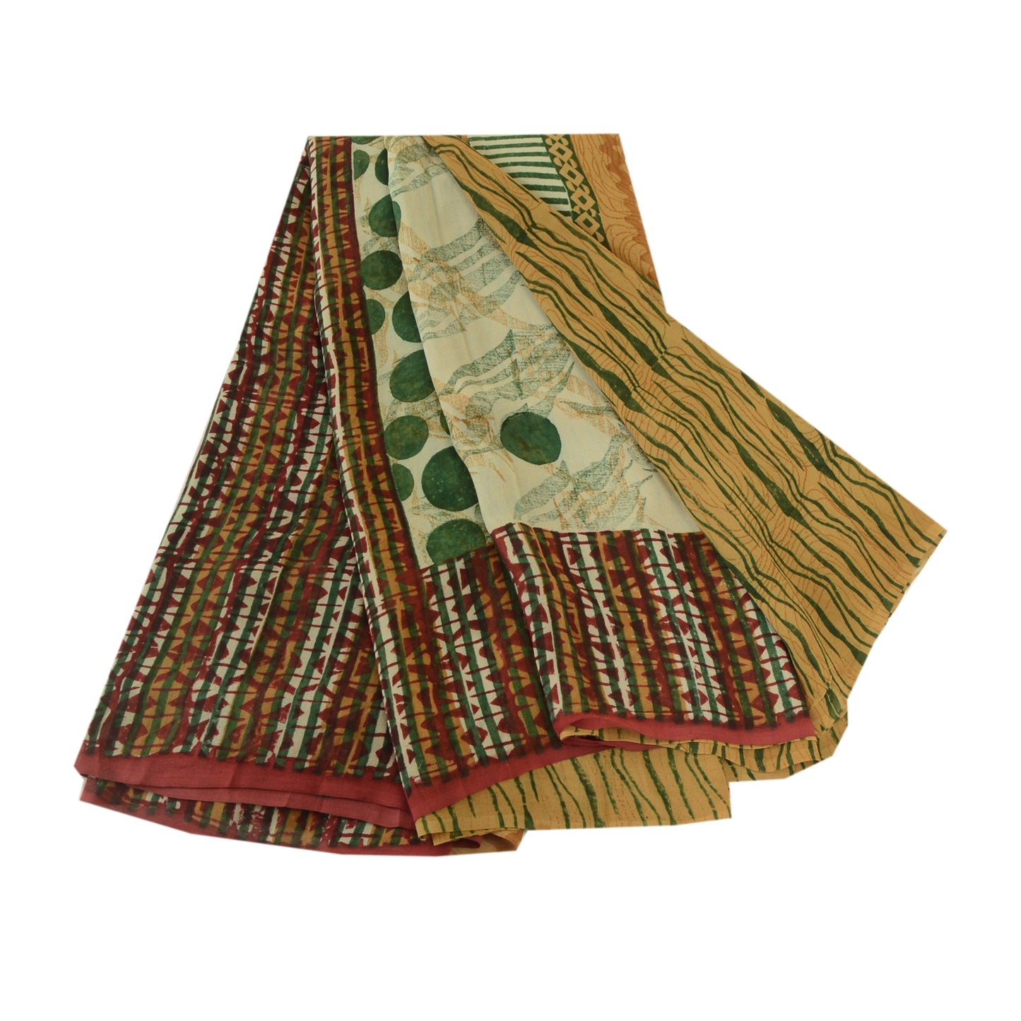 Sanskriti Vintage Sari 100% Pure Georgette Silk Multicolor Saree Printed Saree 5Yd Craft Fabric Indian Heritage Textile Craft Supplies