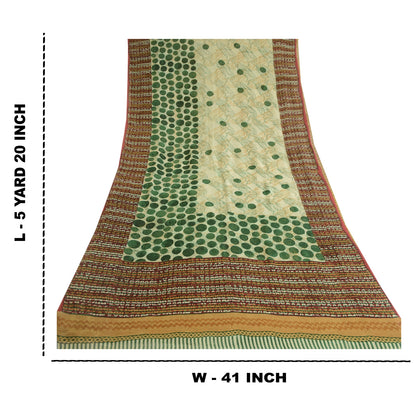 Sanskriti Vintage Sari 100% Pure Georgette Silk Multicolor Saree Printed Saree 5Yd Craft Fabric Indian Heritage Textile Craft Supplies