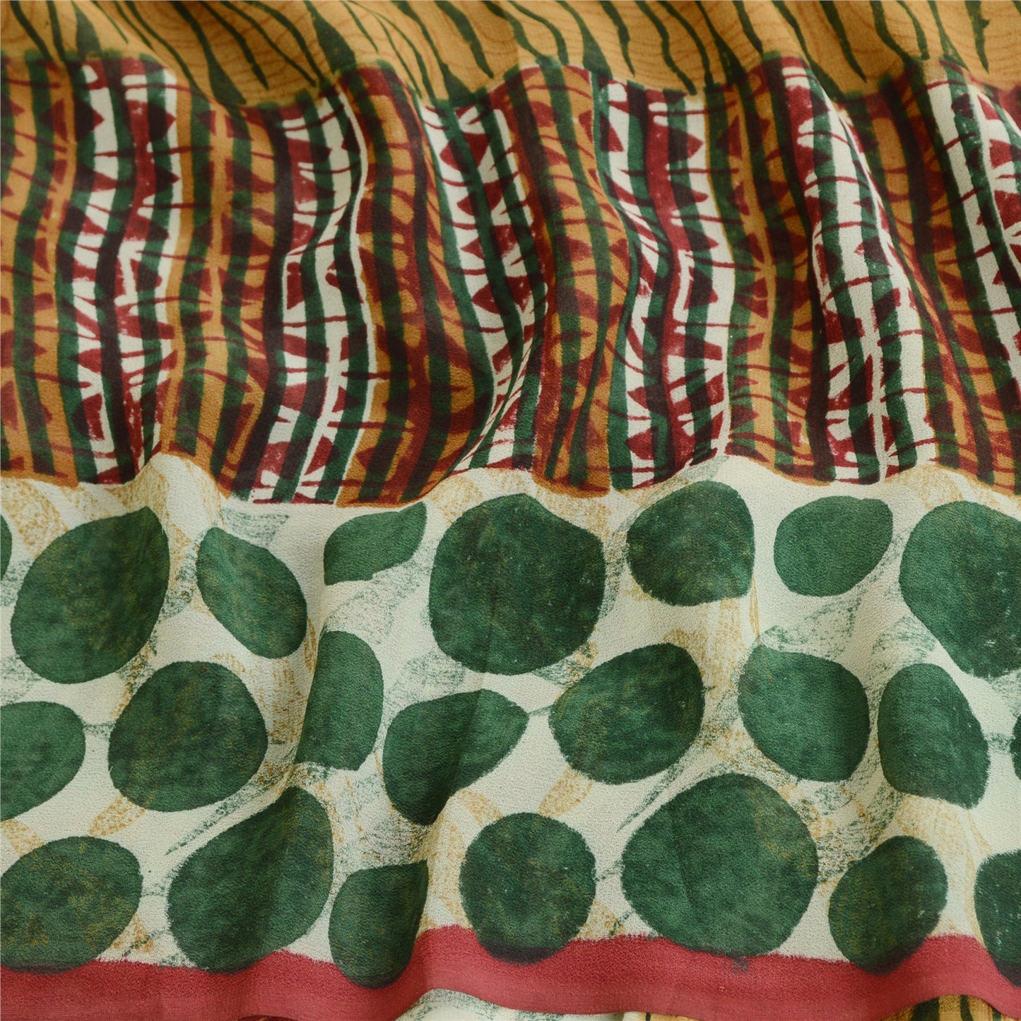 Sanskriti Vintage Sari 100% Pure Georgette Silk Multicolor Saree Printed Saree 5Yd Craft Fabric Indian Heritage Textile Craft Supplies