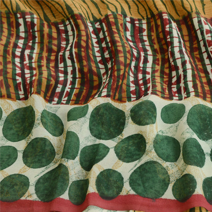 Sanskriti Vintage Sari 100% Pure Georgette Silk Multicolor Saree Printed Saree 5Yd Craft Fabric Indian Heritage Textile Craft Supplies