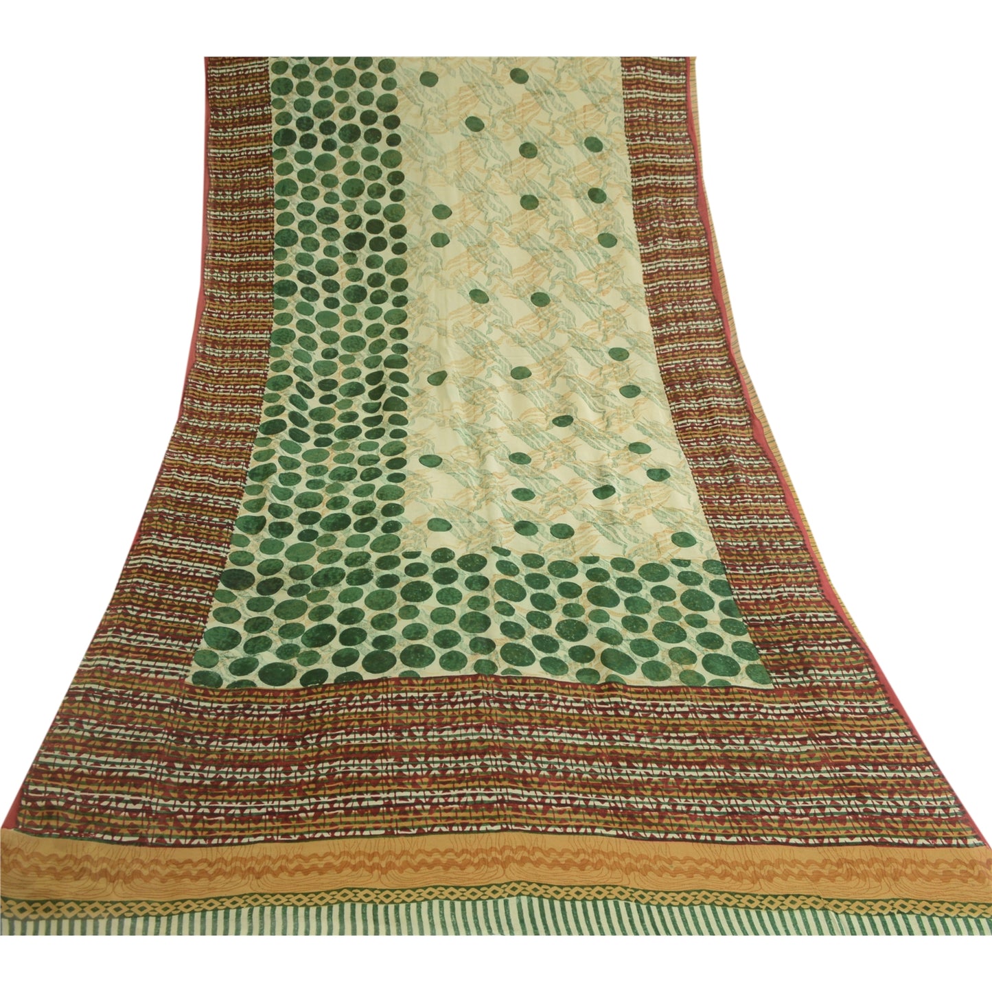 Sanskriti Vintage Sari 100% Pure Georgette Silk Multicolor Saree Printed Saree 5Yd Craft Fabric Indian Heritage Textile Craft Supplies