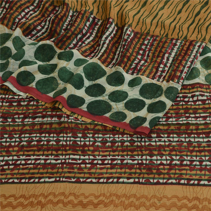 Sanskriti Vintage Sari 100% Pure Georgette Silk Multicolor Saree Printed Saree 5Yd Craft Fabric Indian Heritage Textile Craft Supplies