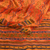 Sanskriti Vintage Rusty Orange Pure Chifffon Silk Sarees Print Sari Craft Sustainable Fabric