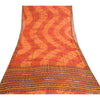 Sanskriti Vintage Rusty Orange Pure Chifffon Silk Sarees Print Sari Craft Sustainable Fabric
