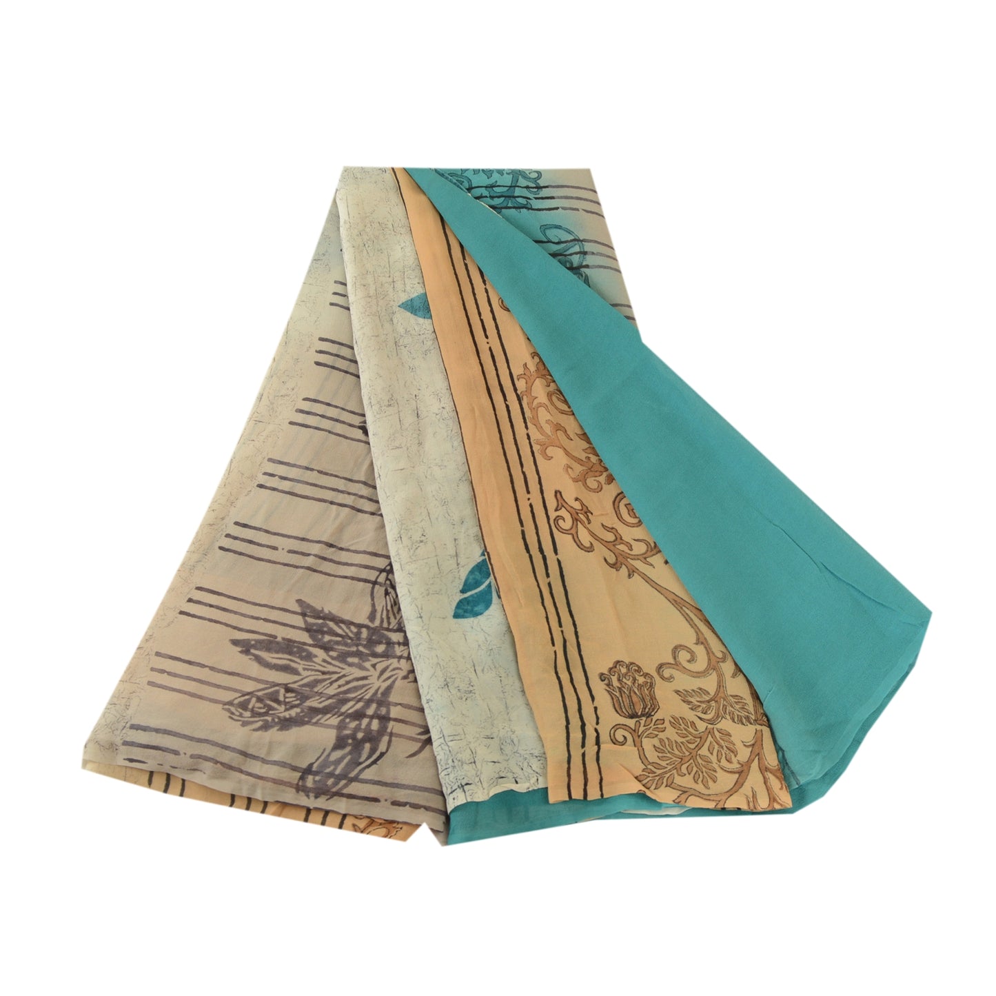 Сари из чистого шелка Sanskriti Vintage Blue Pure Georgette, напечатанное сари, 5 ярдов, ткань для рукоделия, устойчивая к истиранию