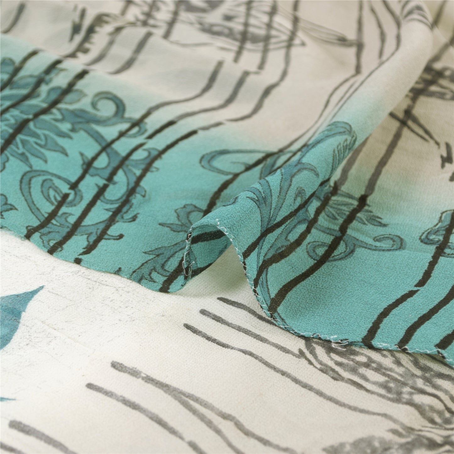 Сари из чистого шелка Sanskriti Vintage Blue Pure Georgette, напечатанное сари, 5 ярдов, ткань для рукоделия, устойчивая к истиранию