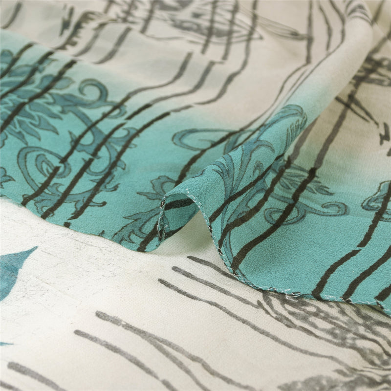Сари из чистого шелка Sanskriti Vintage Blue Pure Georgette, напечатанное сари, 5 ярдов, ткань для рукоделия, устойчивая к истиранию