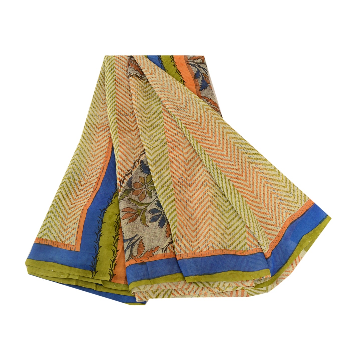 Sanskriti Vintage Multi Pure Georgette Silk Sarees Printed Sari 5yd Craft Sustainable Fabric