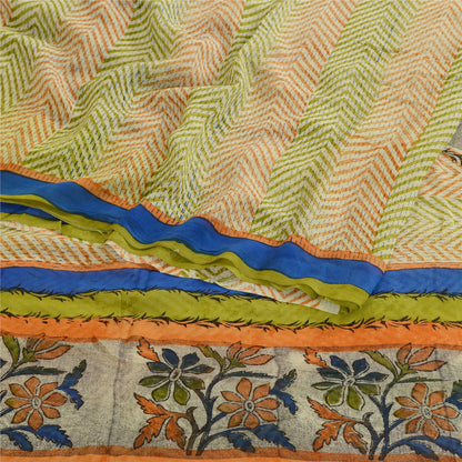 Sanskriti Vintage Multi Pure Georgette Silk Sarees Printed Sari 5yd Craft Sustainable Fabric