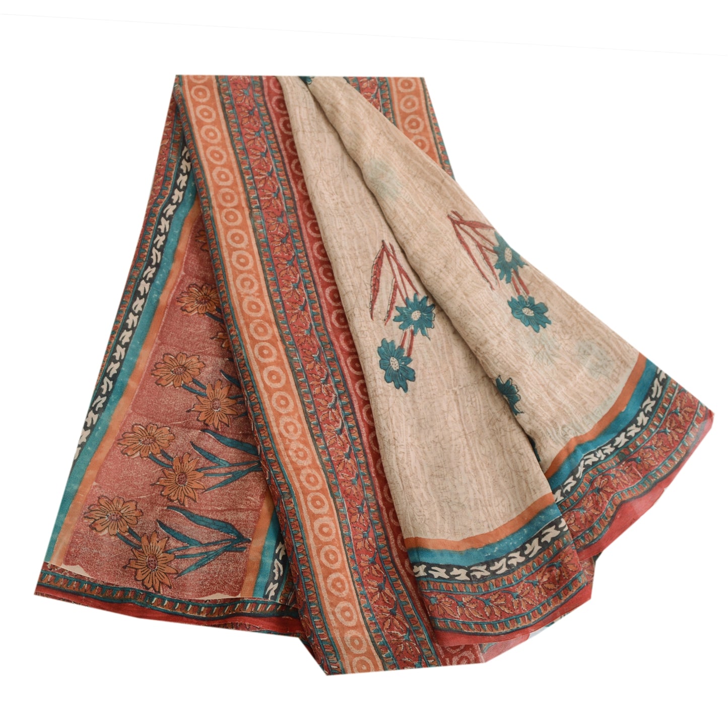 Sanskriti Vintage Dusty Red Pure Georgette Silke Sarier Trykt Sari Håndværk Bæredygtigt Stoff
