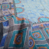Sanskriti Vintage Blue Pure Georgette Silk Sarees Printed Sari 5yd Craft Sustainable Fabric