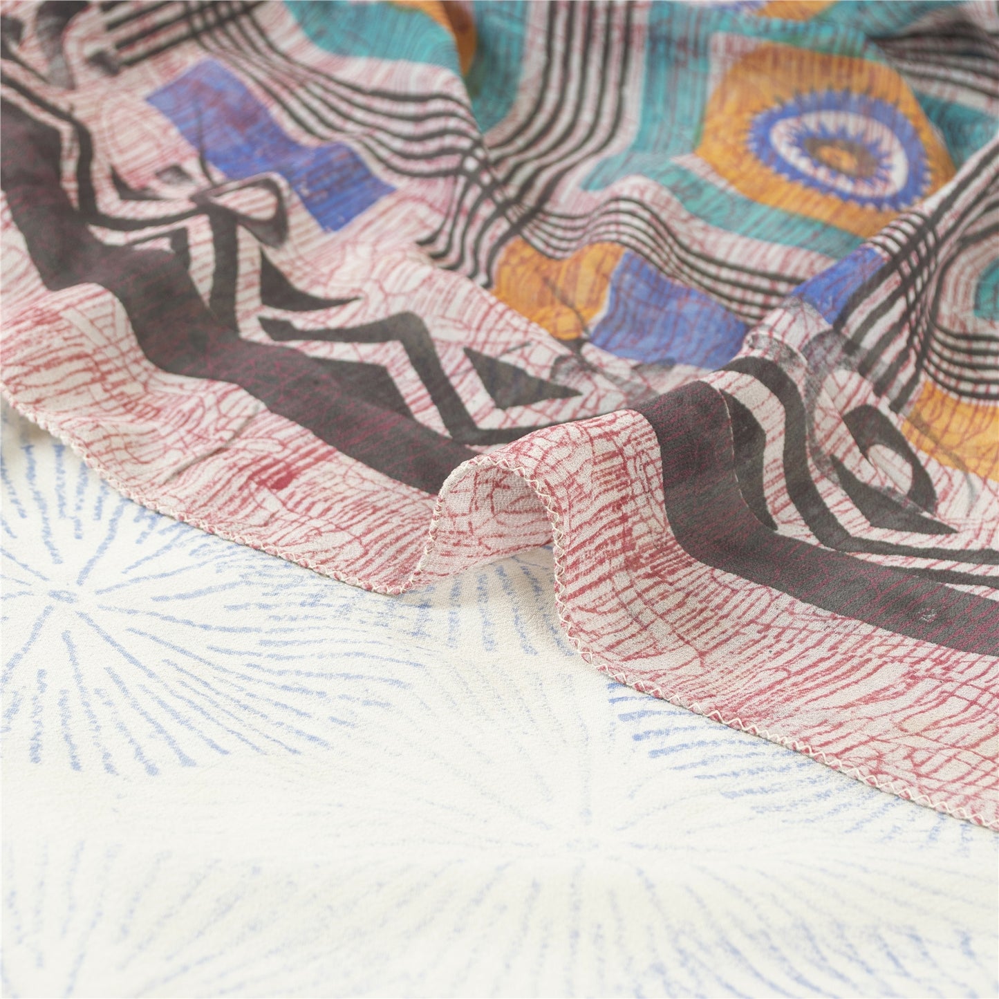 Sanskriti Vintage Blue Pure Georgette Silk Sarees Printed Sari 5yd Craft Sustainable Fabric