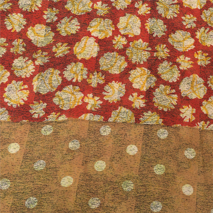 Sanskriti Vintage 100% Pure Georgette Silk Red Sarees Printed Sarees 5Yd Craft Fabric Bohemian Fabric For Dressmaking,Upcyclers