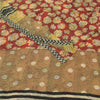 Sanskriti Vintage 100% Pure Georgette Silk Red Sarees Printed Sarees 5Yd Craft Fabric Bohemian Fabric For Dressmaking,Upcyclers