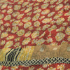 Sanskriti Vintage 100% Pure Georgette Silk Red Sarees Printed Sarees 5Yd Craft Fabric Bohemian Fabric For Dressmaking,Upcyclers