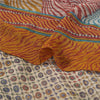 Sanskriti Vintage Multi Sarees Printed Pure Georgette Silk Sari 5yd Craft Sustainable Fabric