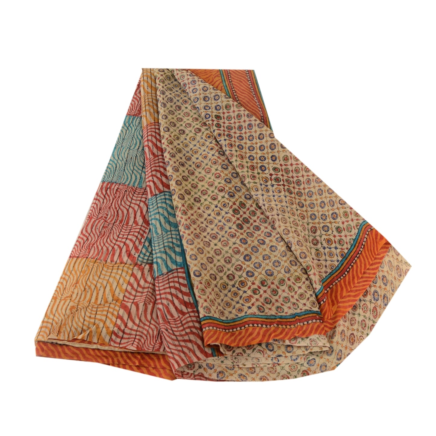 Sanskriti Vintage Multi Sarees Printed Pure Georgette Silk Sari 5yd Craft Sustainable Fabric