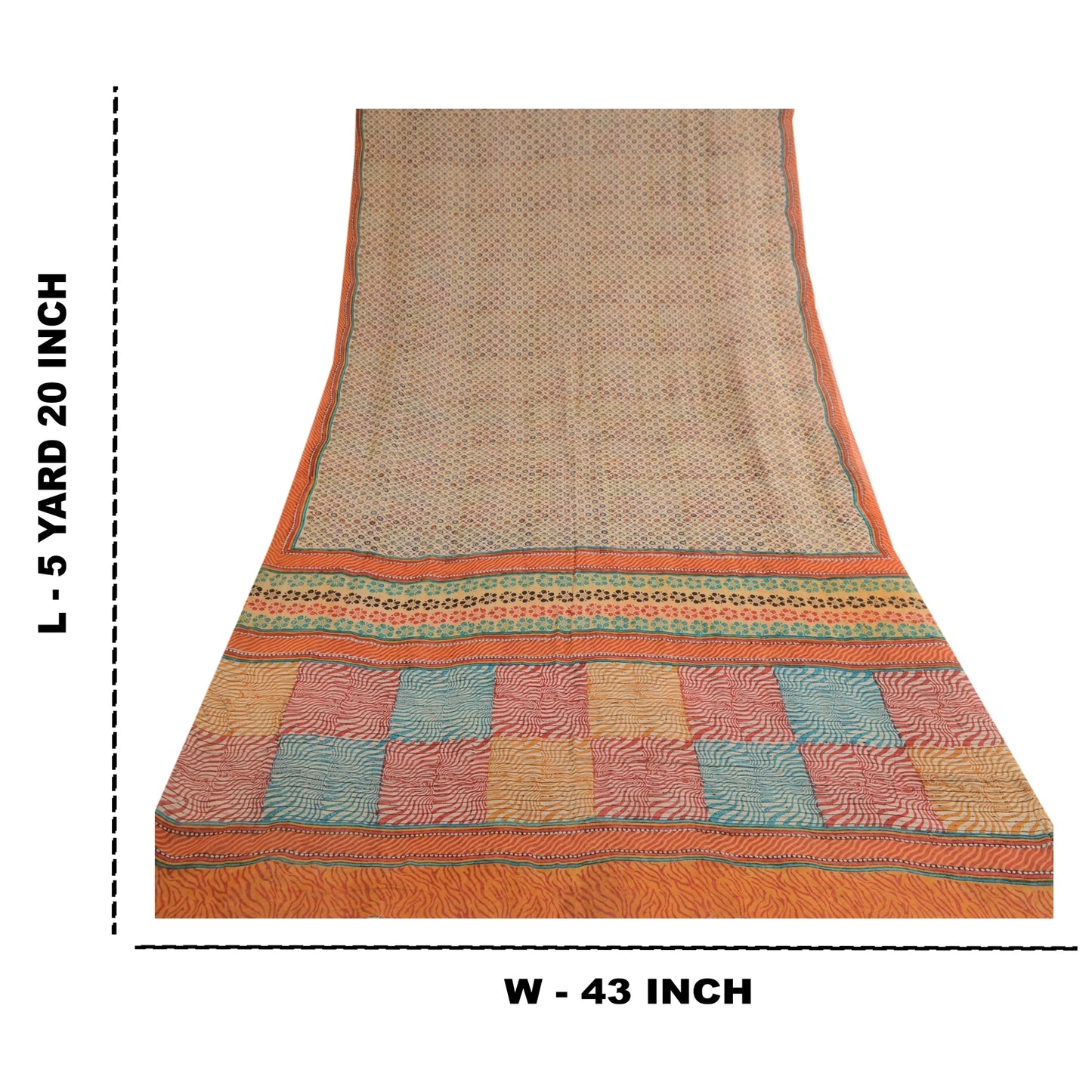 Sanskriti Vintage Multi Sarees Printed Pure Georgette Silk Sari 5yd Craft Sustainable Fabric