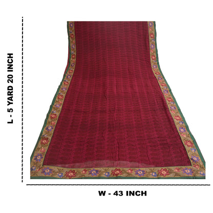 Sanskriti Vintage Dark Pink Sarees Print Patch Work Pure Georgette Sari Fabric