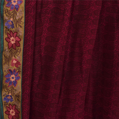 Sanskriti Vintage Dark Pink Sarees Print Patch Work Pure Georgette Sari Fabric