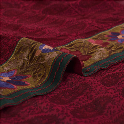 Sanskriti Vintage Dark Pink Sarees Print Patch Work Pure Georgette Sari Fabric