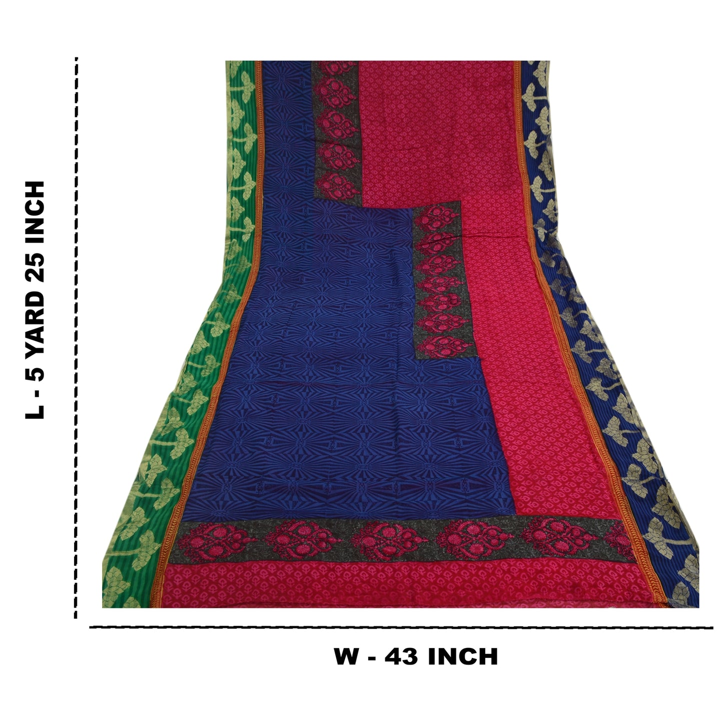 Sanskriti Vintage Hot Pink Woven Print Sarees Blend Georgette Sari Craft Fabric