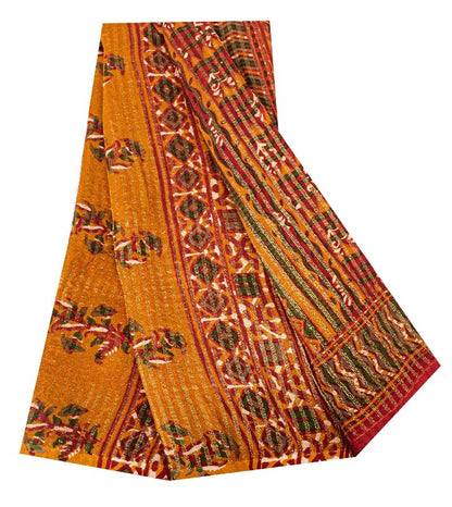 Sanskriti Vintage Red Indian Sarees Blend Georgette Sari Printed Woven Sustainable Fabric
