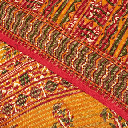 Sanskriti Vintage Red Indian Sarees Blend Georgette Sari Printed Woven Sustainable Fabric