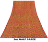 Sanskriti Vintage Red Indian Sarees Blend Georgette Sari Printed Woven Sustainable Fabric