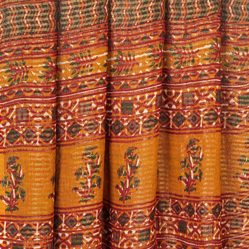 Sanskriti Vintage Red Indian Sarees Blend Georgette Sari Printed Woven Sustainable Fabric