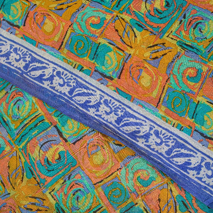 Sanskriti Vintage Multi Sarees Pure Georgette Silk Sari Printed 5yd Craft Sustainable Fabric