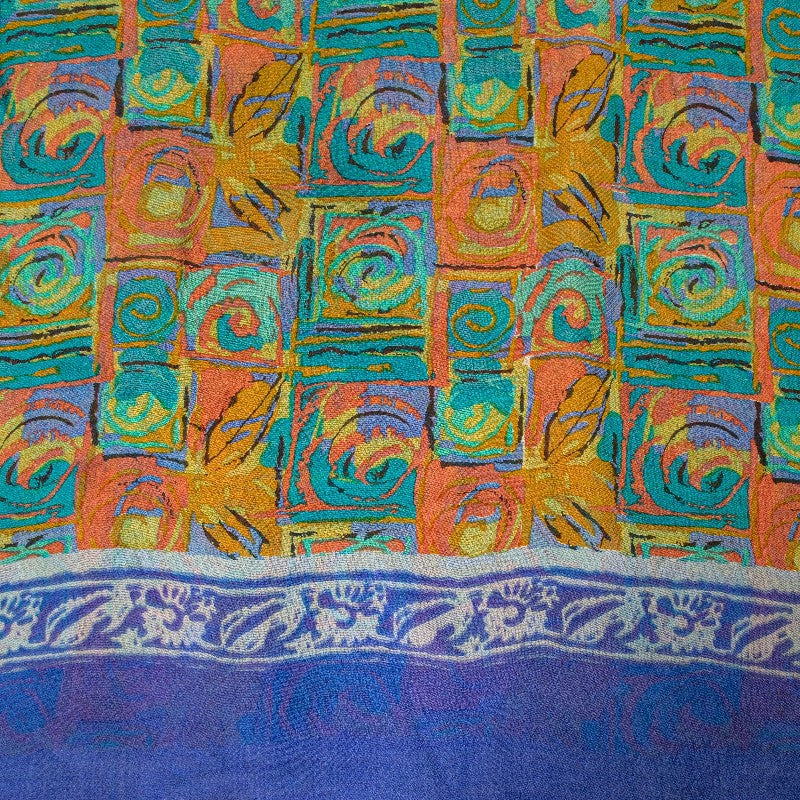 Sanskriti Vintage Multi Sarees Pure Georgette Silk Sari Printed 5yd Craft Sustainable Fabric