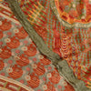 Sanskriti Vintage Red Sarees Pure Georgette Silk Sari Printed 5yd Craft Sustainable Fabric