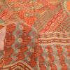 Sanskriti Vintage Red Sarees Pure Georgette Silk Sari Printed 5yd Craft Sustainable Fabric