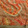 Sanskriti Vintage Red Sarees Pure Georgette Silk Sari Printed 5yd Craft Sustainable Fabric