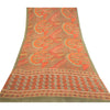 Sanskriti Vintage Red Sarees Pure Georgette Silk Sari Printed 5yd Craft Sustainable Fabric