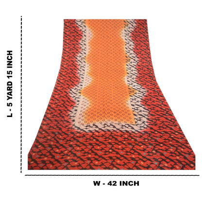 Sanskriti Vintage Red Sarees Pure Georgette Silk Sari Printed 5yd Craft Sustainable Fabric