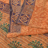 Sanskriti Vintage Orange Sarees Pure Georgette Silk Print Sari 5yd Craft Fabric