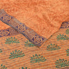 Sanskriti Vintage Orange Sarees Pure Georgette Silk Print Sari 5yd Craft Fabric