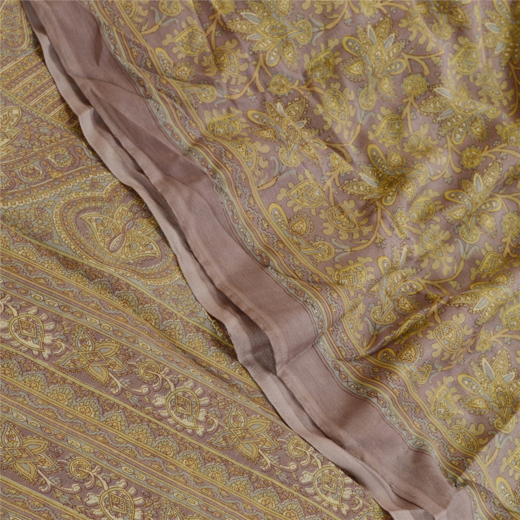 Sanskriti Vintage Purple Indian Sarees Chiffon Printed Sari Soft Craft Sustainable Fabric