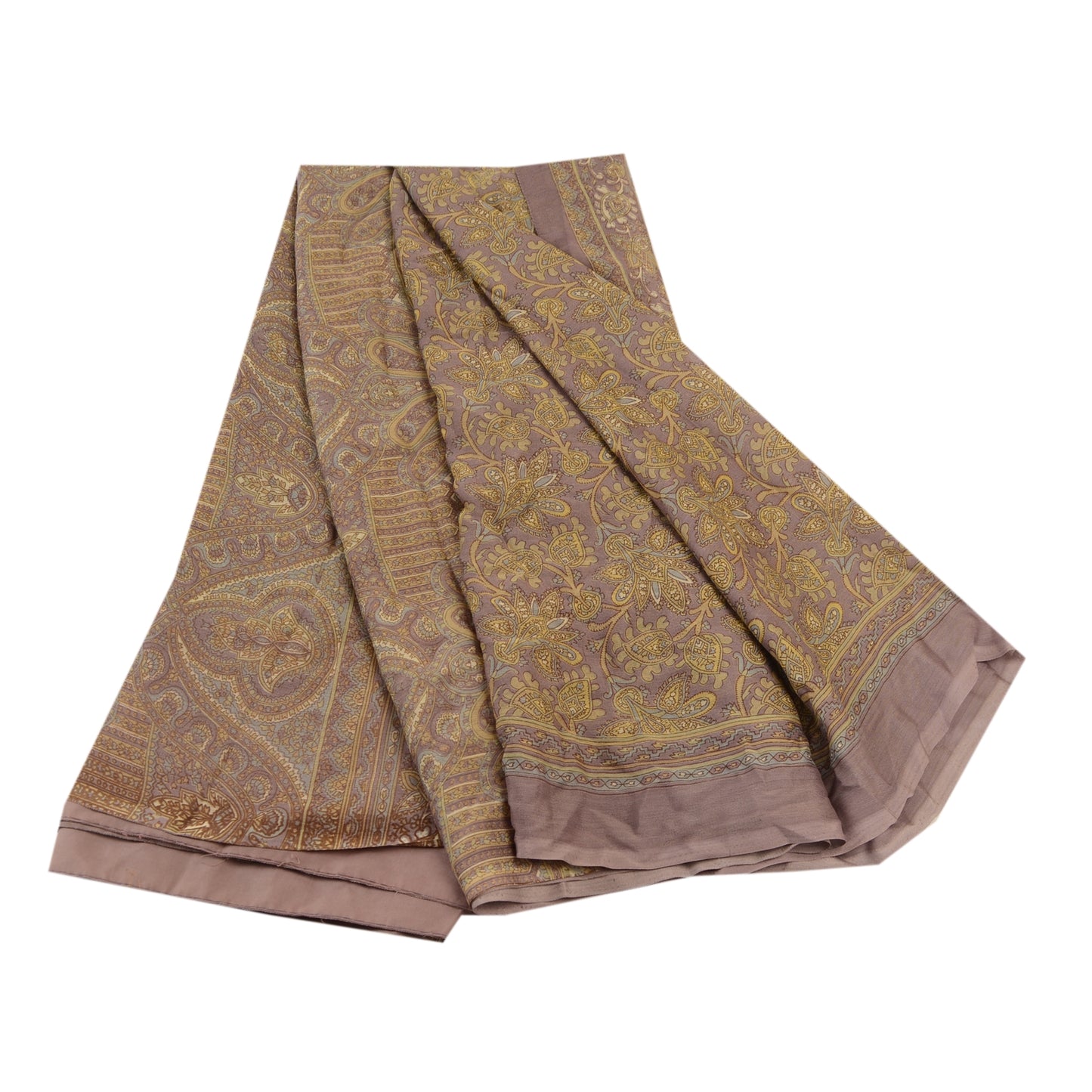 Sanskriti Vintage Purple Indian Sarees Chiffon Printed Sari Soft Craft Sustainable Fabric