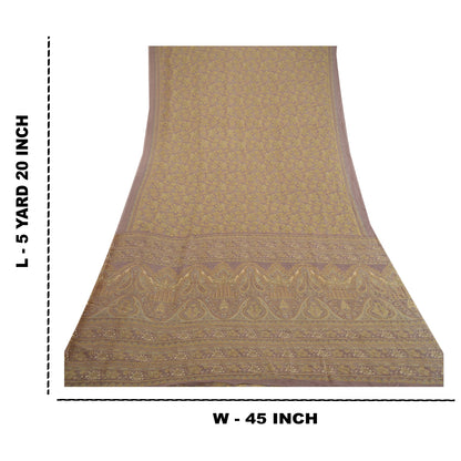 Sanskriti Vintage Purple Indian Sarees Chiffon Printed Sari Soft Craft Sustainable Fabric