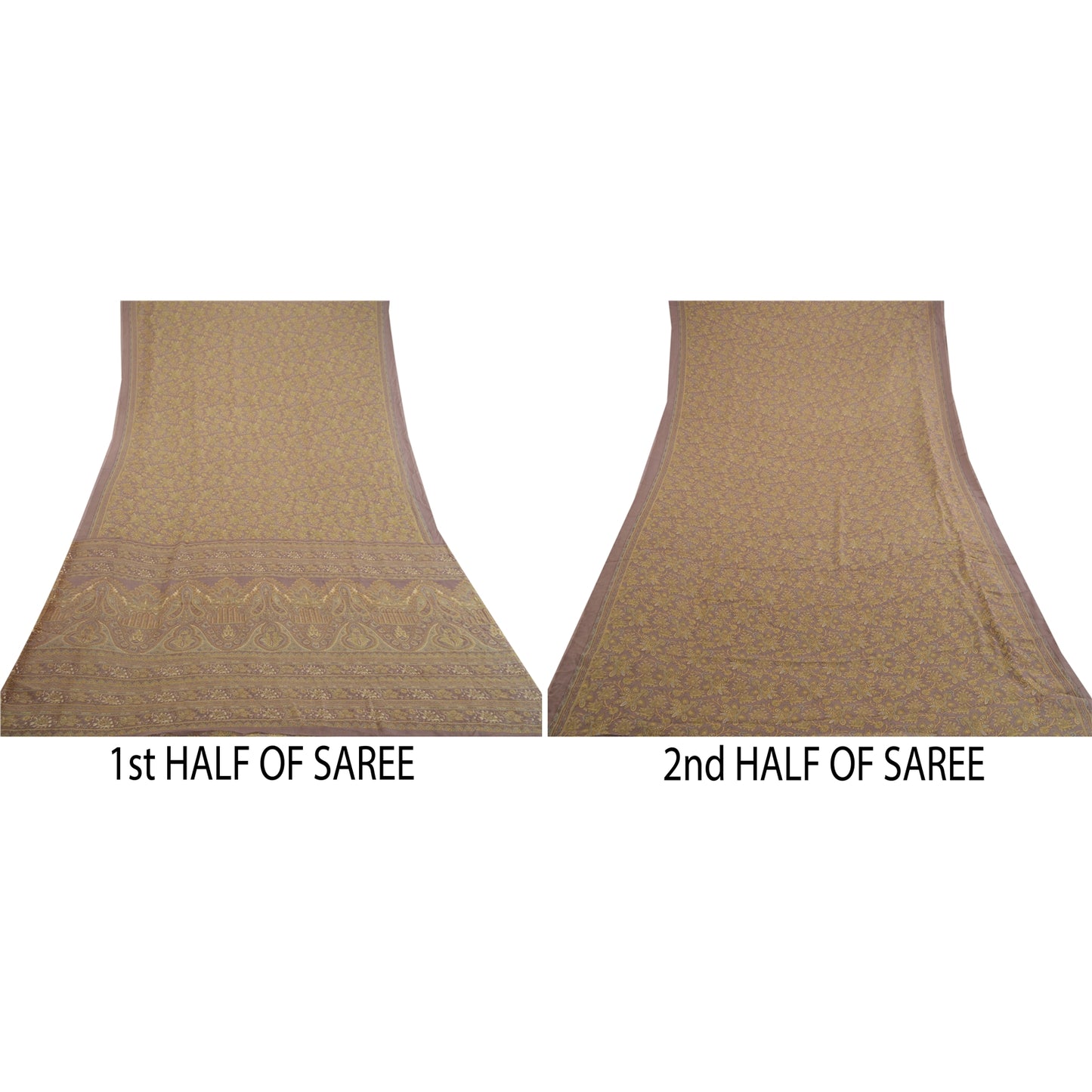 Sanskriti Vintage Purple Indian Sarees Chiffon Printed Sari Soft Craft Sustainable Fabric